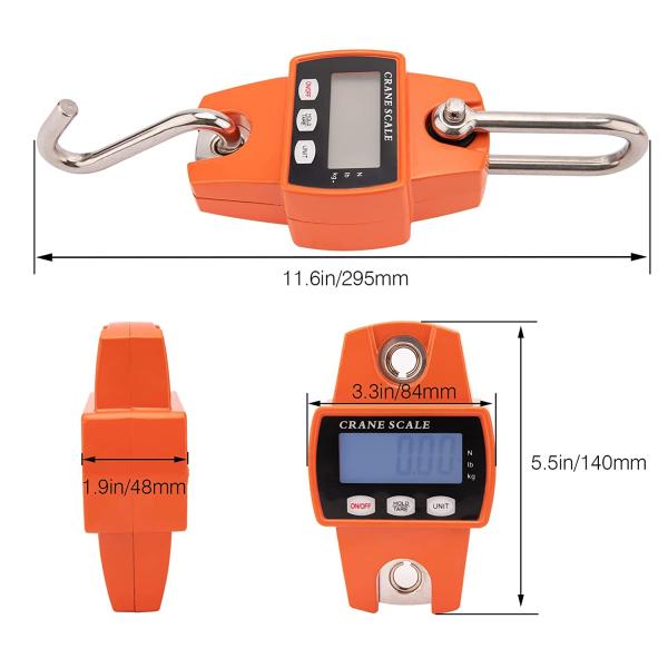 High Accuracy Digital Load Cell 300KG Steel OEM 3*AAA Dry Battery OCS-L Mini Crane Scale Industrial Hook Weighing Scale