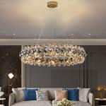 Smoke gray crystal chandelier for living room round hanging lamp decorative