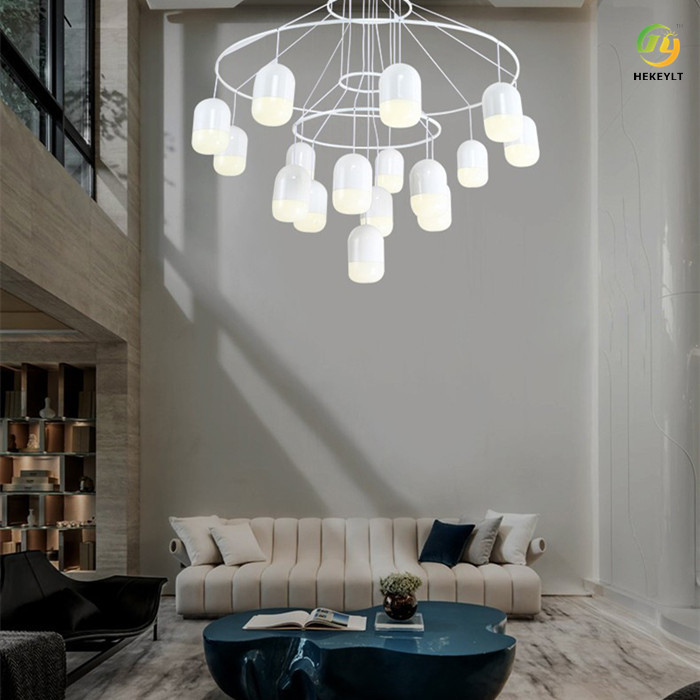 LED Black/White Iron+Acrylic Living Room Nordic Pendant Light