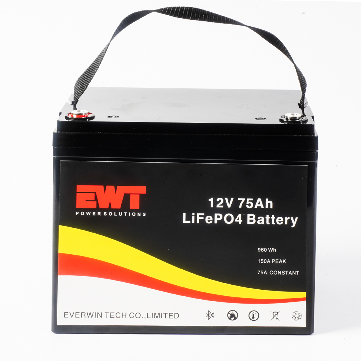 Solar 12V LiFePO4 Lithium Rechargeable Battery 12.8V 75Ah IFR32700 Lithium Iron Phosphate Battery