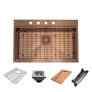 Wholesale Copper Basin Single Drop In Kitchen Workstation Sink Square downspout Drainer from china suppliers