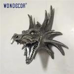 Fierce Dragon Head 3D Stainless Steel Modern Sculpture Small Wall Decoration