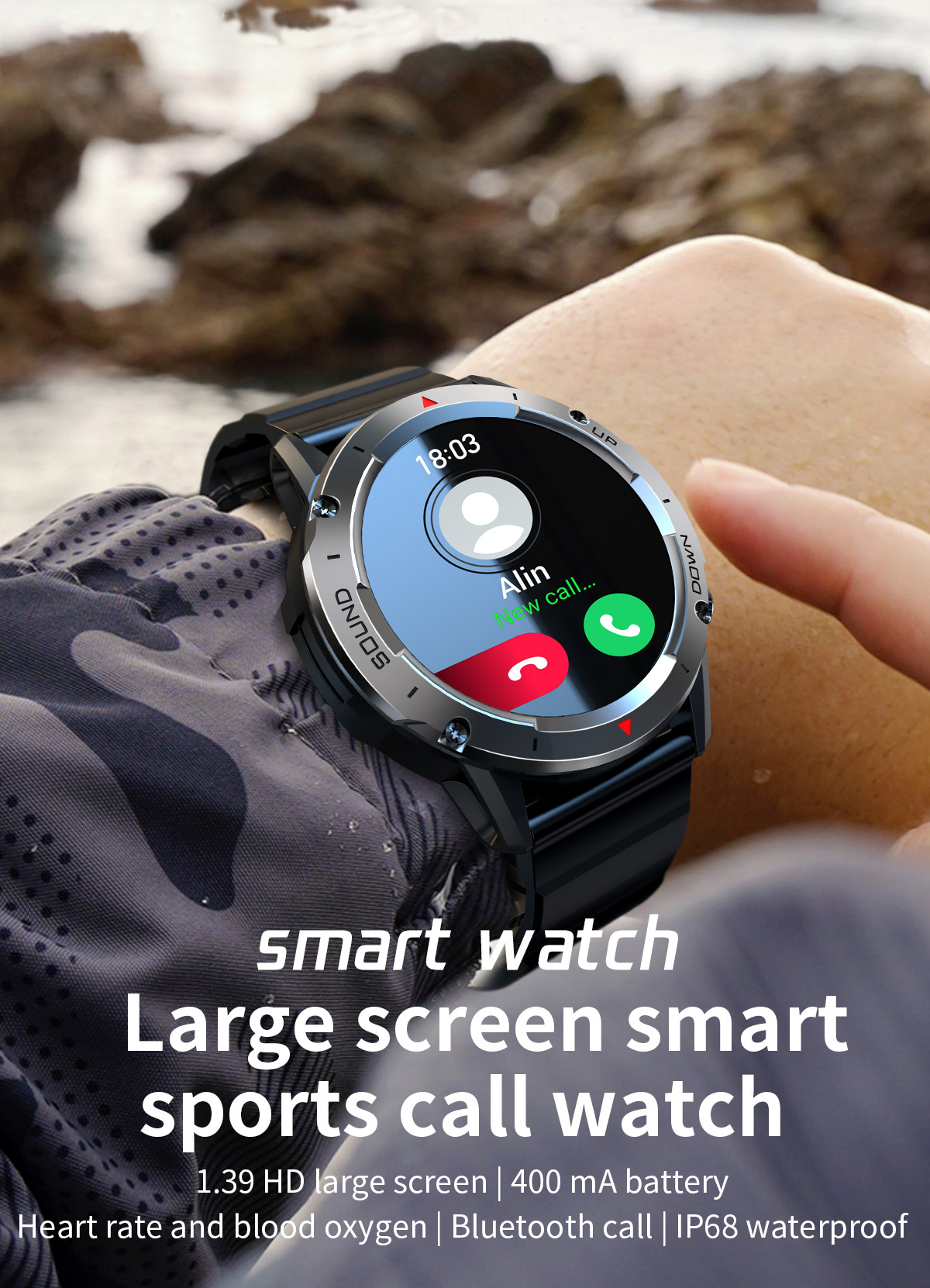 New NX9 Defense Sports Bluetooth Call Smart Watch 1.39 Round Screen Ultra Long Standby