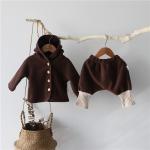 Girls Two Piece Loose Fitting Winter Coats Light Brown Solid Color Coat ODM