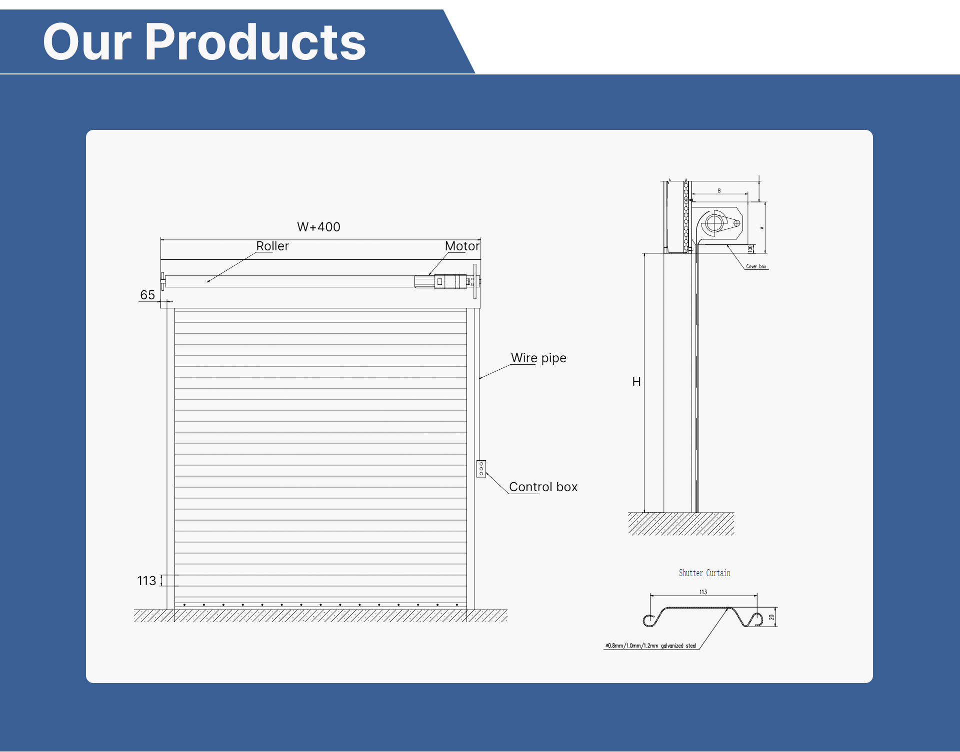 Customized Thickness Steel Roller Shutter Door Security Protection Space Saving