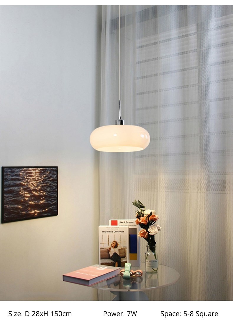 Bauhaus Pendant Light Retro Dining Room Hanging Light Cream Custard Tart Light(WH-AP-556)