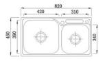 SS 304 Top Mount Stainless Steel Sink , Double Bowl Kitchen Sinks CE/UPC
