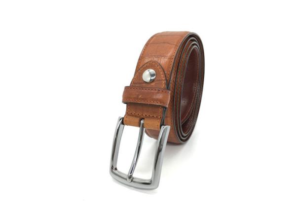 Classic Croc Print Golf Cow Leather Belt For Men With Nickel Pin Buckle 35mm