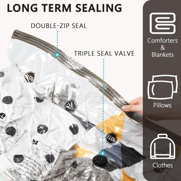 SUOCO 8 MEDIUM VACUUM STORAGE BAGS, SPACE SAVER BAGS WITH TRAVEL HAND PUMP, COMPRESSION AIRTIGHT SEALER BAGS FOR CLOTHES