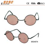 Women's round fashionable sunglasses with metal frame, UV 400 Protection Lens