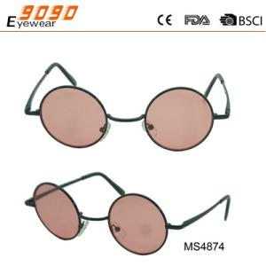 Wholesale Women's round fashionable sunglasses with metal frame, UV 400 Protection Lens from china suppliers