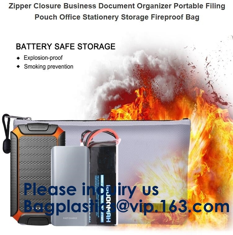 Double layer heat protection large fireproof document money pouch bags,Safety document bag / fire resistant document bag