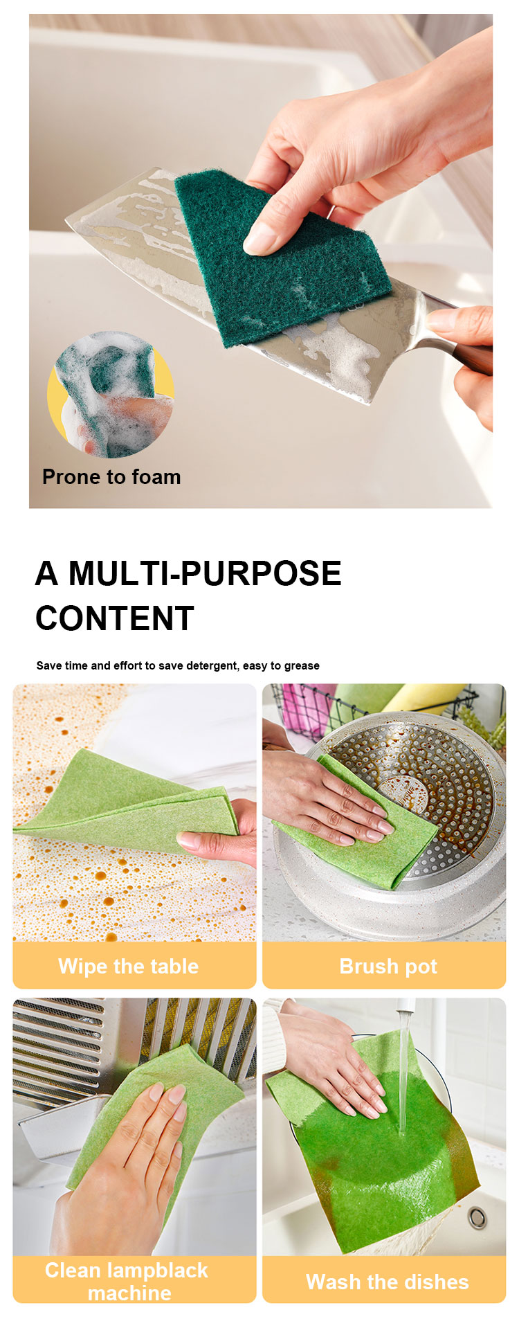 Heavy Duty Green Nylon Scourer Moisture Proof Wear Resistance Custom