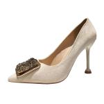 9333-019 Korean Fashion Pointed Shallow Mouth High Heels Net Red Sexy Rhinestone