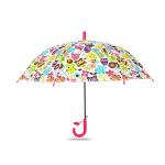 Owl Printing Fiberglass Frame Pongee Child Size Umbrella