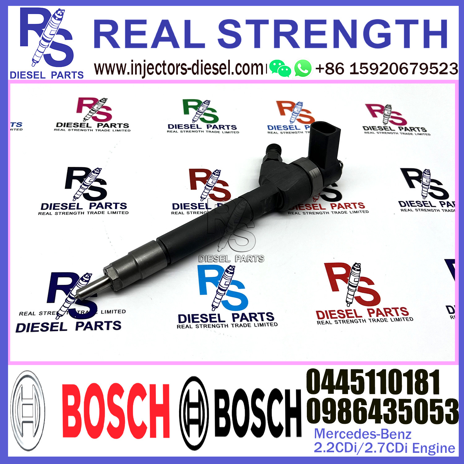 Diesel Fuel Common Rail Injector 0445110181 0986435053 0445110105 0445110170 For Mercedes-Benz 2.2CDi/2.7CDi Engine