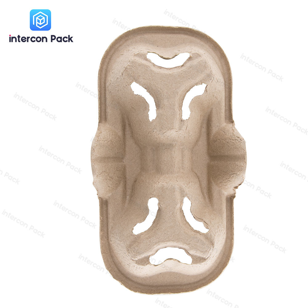Renewable Pulp Molded Trays Takeaway Coffee Milk Tea Buffer Packing Material