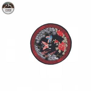 Wholesale Round Shape Iron On Embroidered Patches With Beautiful Flower / Butterflies from china suppliers