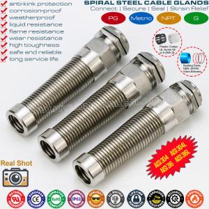 Wholesale AISI316L, AISI316, AISI304 Stainless Steel Metal PG Flexible Cable Gland (IP68) with Additional Spiral Strain Relief from china suppliers