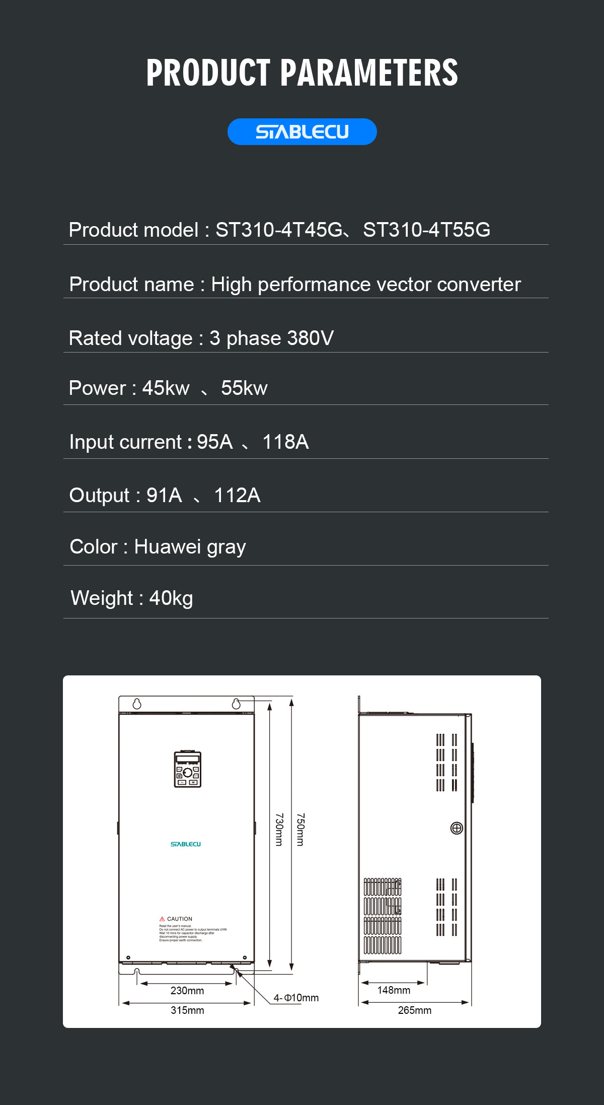 45KW 55KW Three Phase Pump Frequency Inverter 440V VFD