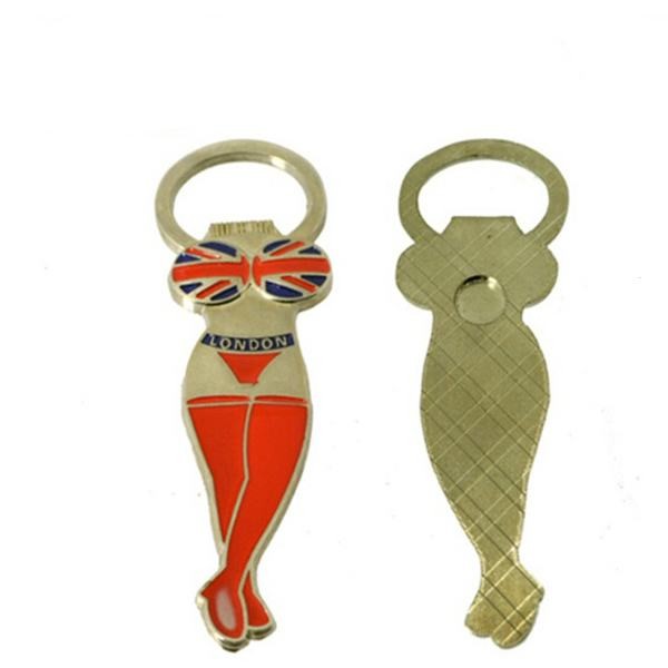 Custom LONDON Security Lady Souvenir Gift Guitar Shape Metal Fridge Magnet Beer Bottle Opener, Embossed Logo