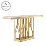 160x45x85cm 0.3cbm Stainless Steel Console Table With Marble Top 20mm