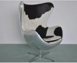 Polished Aluminium Aviator Egg Office Chair Genuine Cowhide