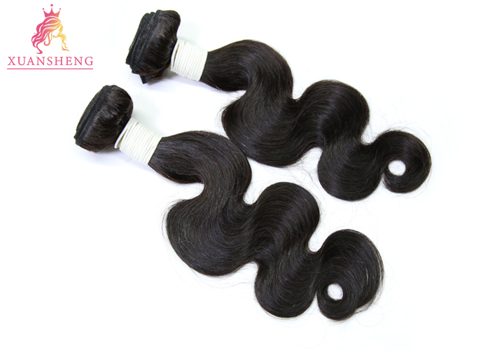 Raw Cuticle Perunian Human Hair / Glossy Peruvian Body Wave Extensions