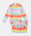 Rainbow Printed Girls' Swimming Suit Bikini Girl Swimming Skirt With Cap Summer