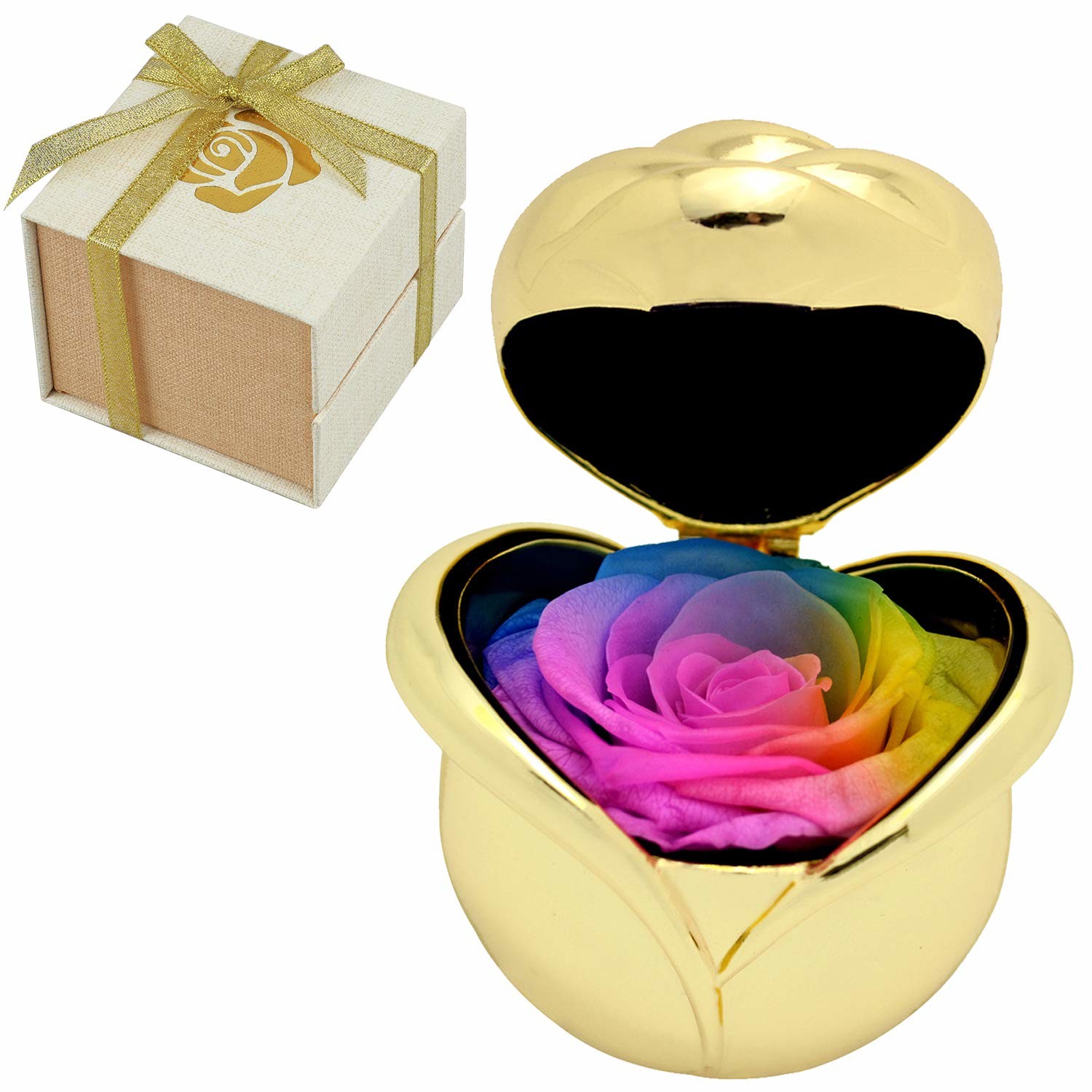 Wholesale preserved rose engagement ring box custom ring box double ring box
