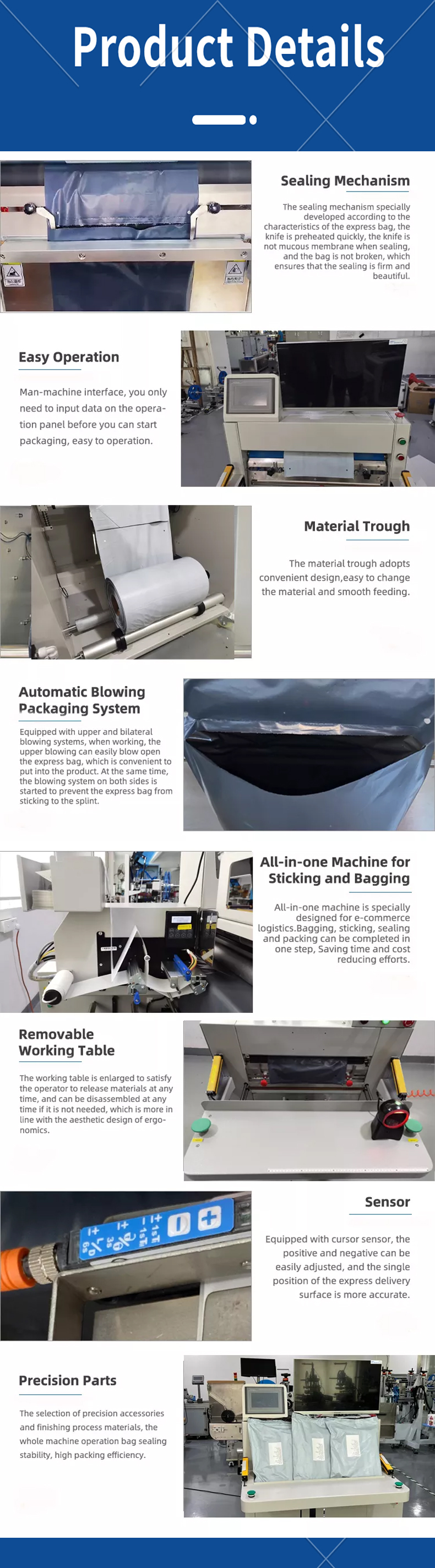 Automatic Poly Baggers Tabletop Baggers for Packaging Poly Mailer Express Courier Bags