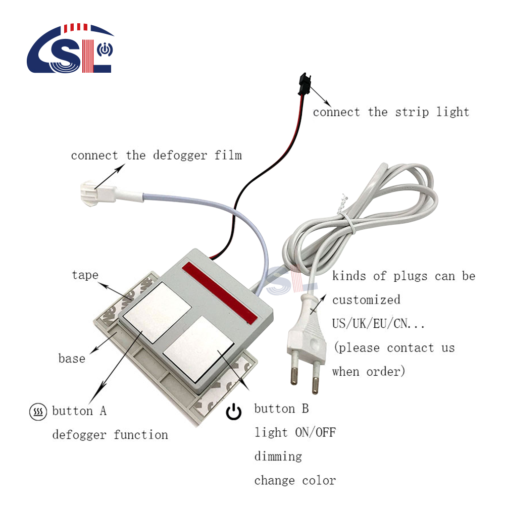 12W Small Double Keys Dimmer Touch Sensor Switch for Bathroom Mirror Defogger Max. 1A