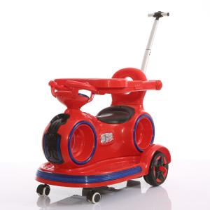 Wholesale Children's Ride On Electric Car with Retractable Push Handle and Colorful Lights from china suppliers