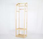 Wooden Coat Hanger Rack With 2-tier Storage Shelves W50*D38*H180CM