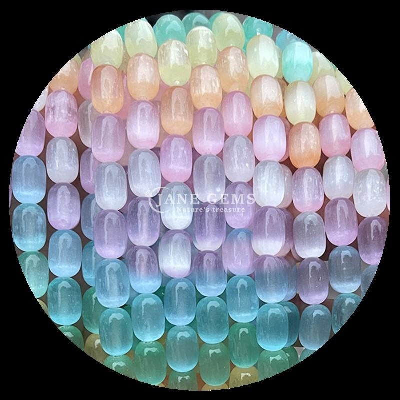 Gems Bead Dalmatian Jasper Natural Crystal Gemstone Barrel Shape Loose Bead Strands for Jewelry Making