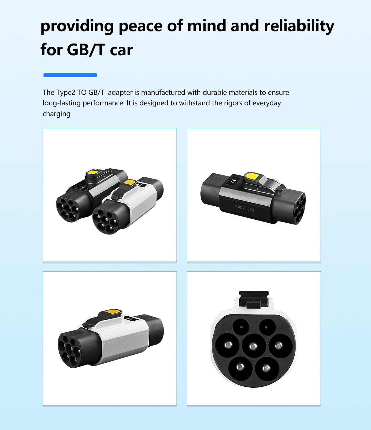 Type2 EV Charger Adapter for Retrofit/Upgrade to GBT Car Adaptor 7kW 22kW Type 2 Charging Pile Purpose Retrofit/Upgrade