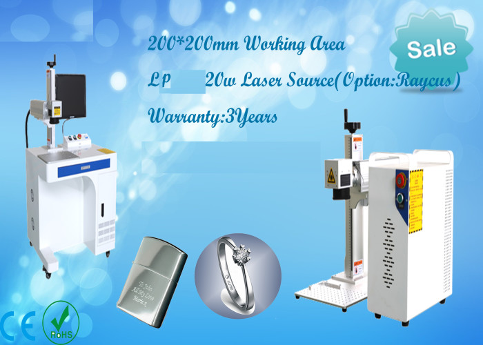 Mini Fiber Laser Marking Machine / White 20w Laser Engraving Equipment