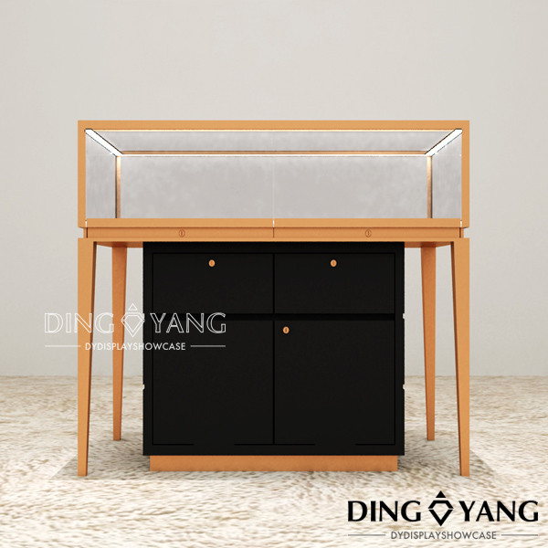Customizable Jewelry Display Table with Different Colors Logo MDF/Stainless Steel/Glass