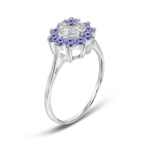 Wholesale Branch Flower Design Jewelers Club Tanzanite Ring Sterling Silver Ring Jewelry with White CZ Accent from china suppliers