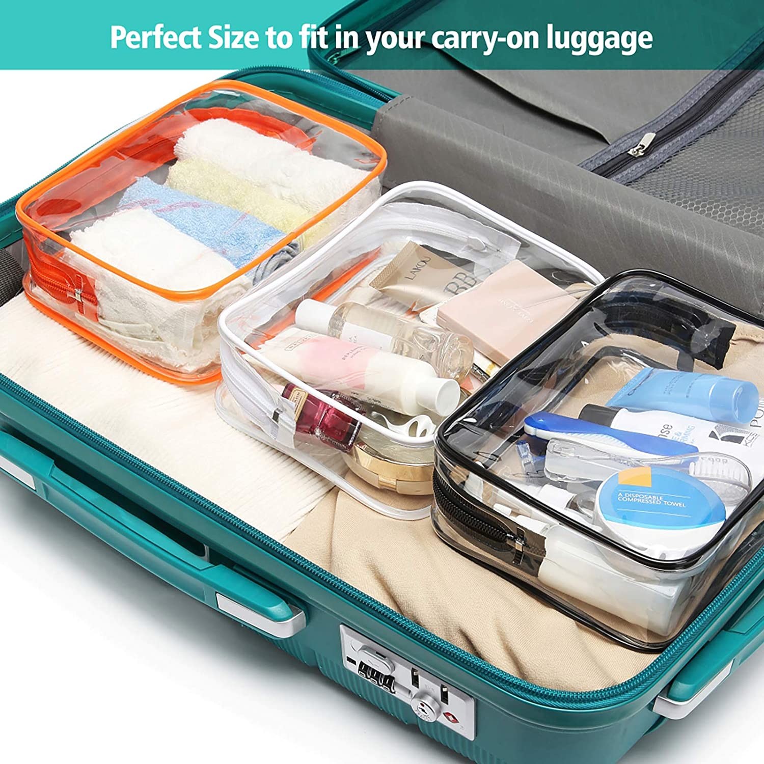 Clear Waterproof Toiletry Bag Quart Size Travel Makeup Cosmetic Bag For Women Men