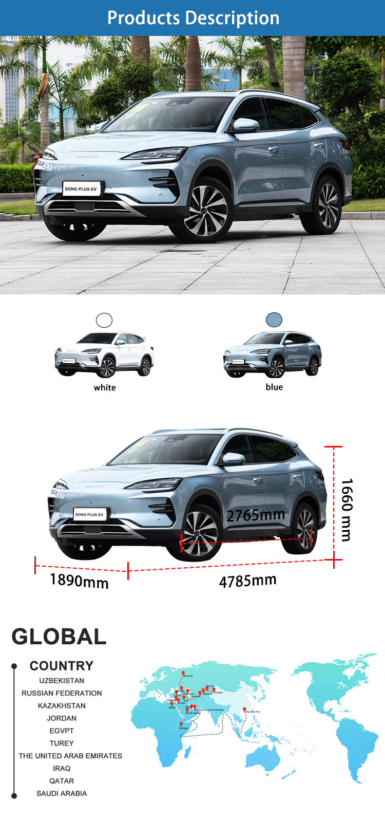 New Energy Fully Electric SUV Car 605km BYD Song Plus EV Flagship
