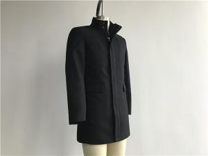 Wholesale Cavalry Twill Mens Medium Trench Coat Black Color Zip Through Funnel Collar TW86725 from china suppliers