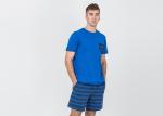 Mens Cotton Jersey Round Neck Tee and Yarn Dyed Striped Short Pants Pyjamas Set