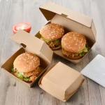 Custom Printed Kraft Burger Boxes Food-Grade Disposable Packaging with Logo