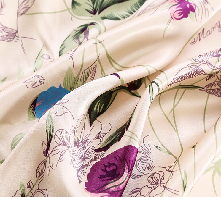 Printed Silk Fabric 6A Grade Pure Lightweight Silk Fabric 22mm Charmeuse
