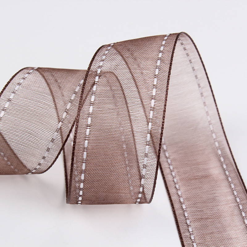 25mm|38mm Stitched Edge Polyester Organza Ribbon for Flower Gift Packing