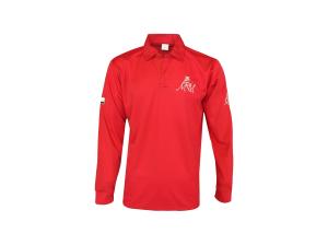 Wholesale 180GSM Lapel Collar Red Long Sleeve Button Up Shirt Embroidery from china suppliers