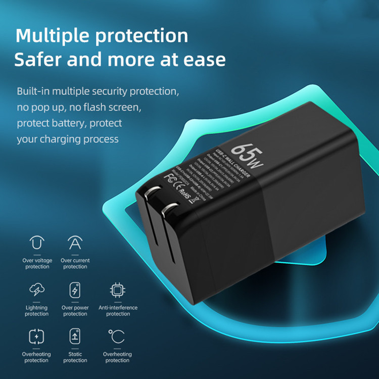 Fast Charging 3 Port 65W Type C PD 3.0 Wall Charger