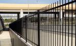 Black powder coated spear top steel picket security fence