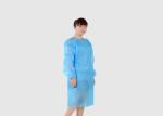 Ultrasonic Seams Plastic Isolation Gowns , Blue Disposable Overalls Anti